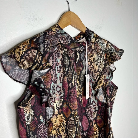 NWT Rebecca Taylor Snake Ruffle Silk Top Sz M Blouse - Picture 7 of 11
